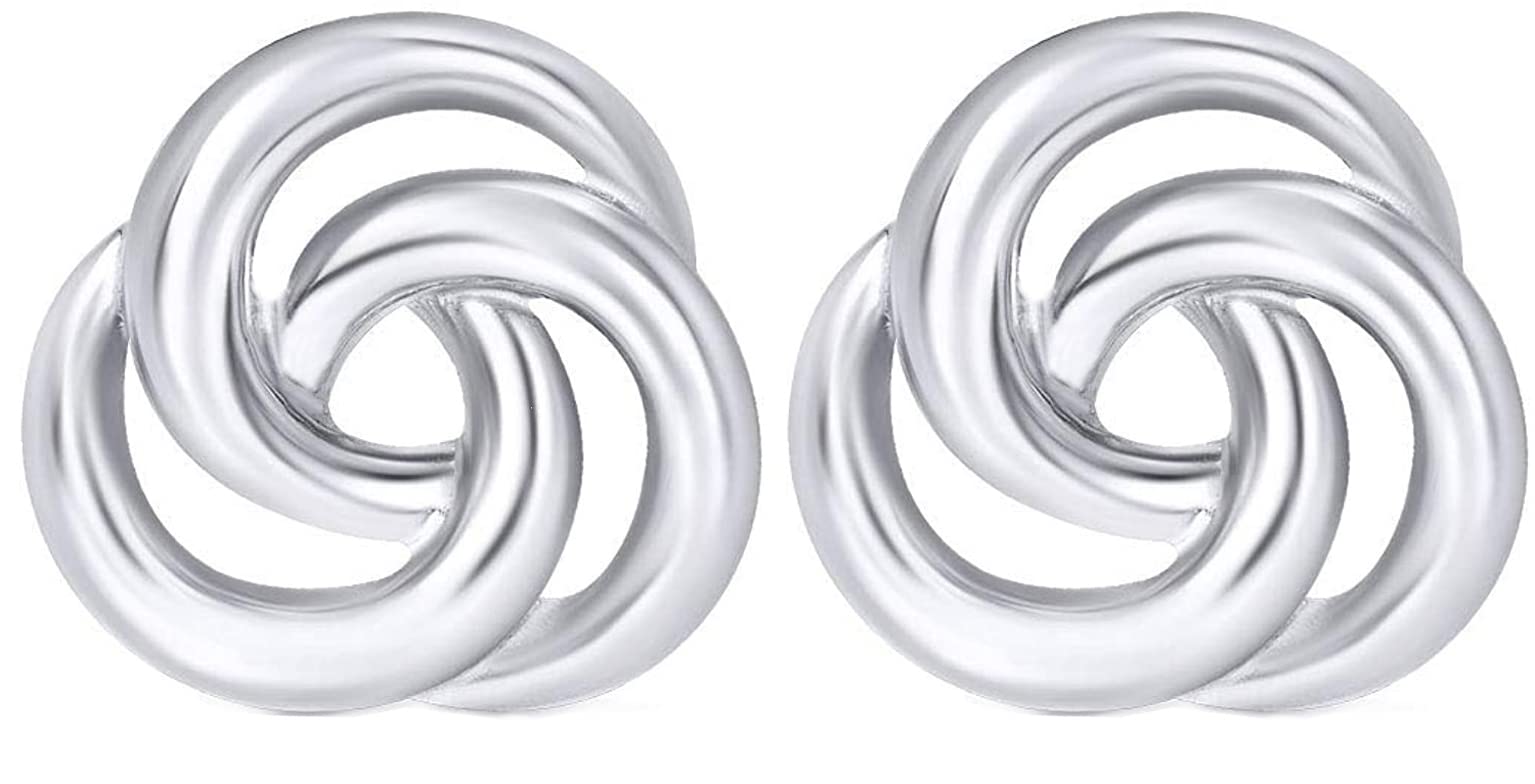 Heather Needham Silver Celtic Knot Stud Earrings for Women - Intricate Spiral Design - Size 8 mm - Gift Boxed 5176
