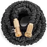 75 Feet Expanding Hose, Strongest Expandable Garden Hose on the Planet. Solid Brass Ends, Triple Latex Core, Extra Strength Fabric