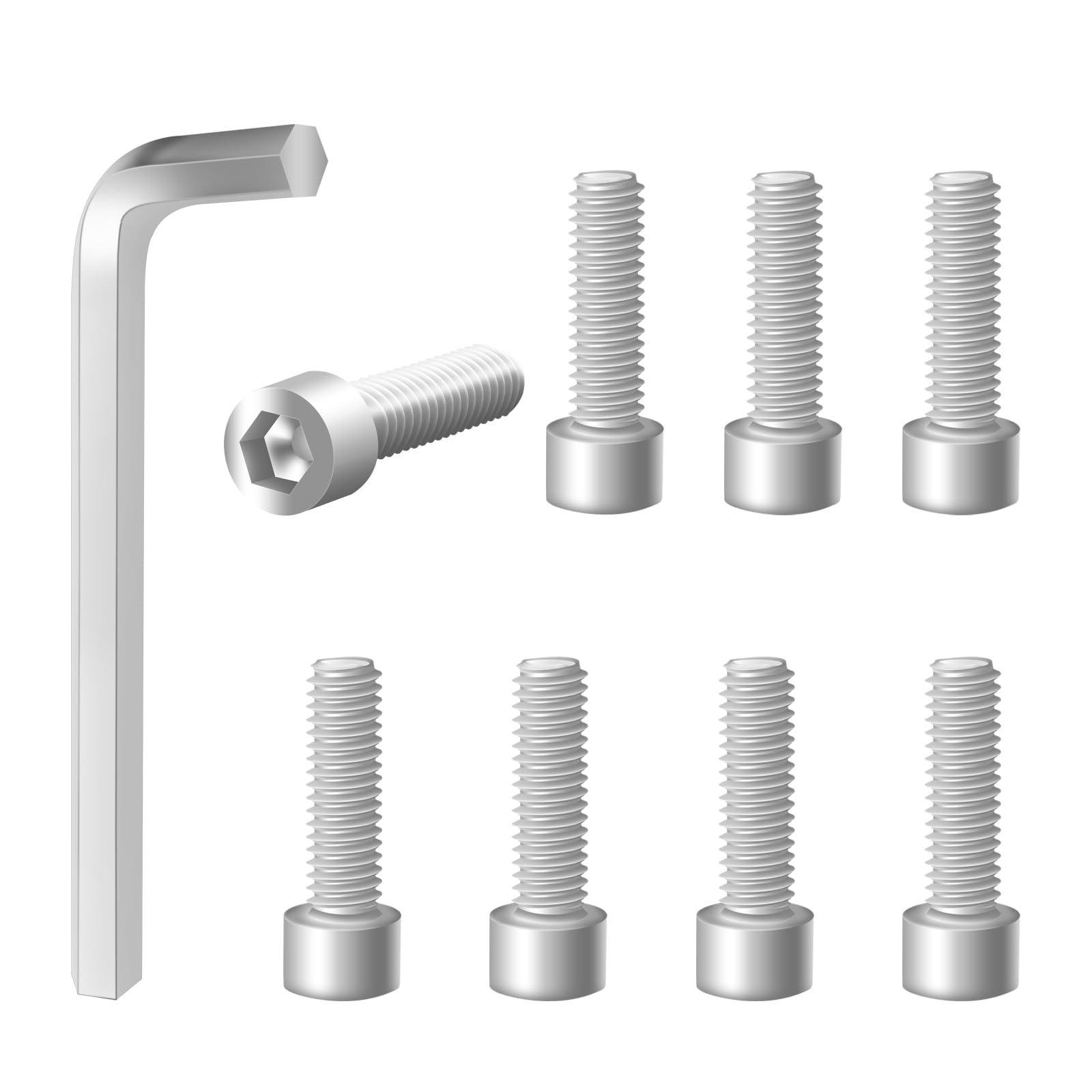 Photo 1 of 8 Pcs 1001-63-B Center Cap Screws, Fit for Fuel Offroad Wheel Black Center Cap, with 1 Pc Allen Key, Alloy Steel Silver Finish Screw Locks, No Center Cap Included, 1001-63B, 1001-63GB