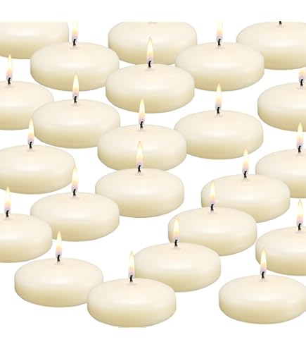 BOLSIUS Lot de 48 bougies flottantes ivoire de 7,6 cm – Qualité européenne premium – Ambiance à couper le souffle pour centres de table de mariage romantiques, décorations, événements, piscine