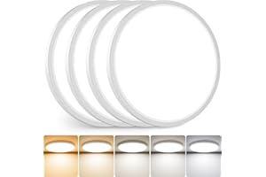 slochi 4Pack LED Flush Mount Ceiling Light Fixture, 12 Inch 24W, 3200LM, Super Slim 0.7 Inch, 3000K-6500K Adjustable Low Profile LED Ceiling Lights for Bedroom, Kitchen, Hallway(White)