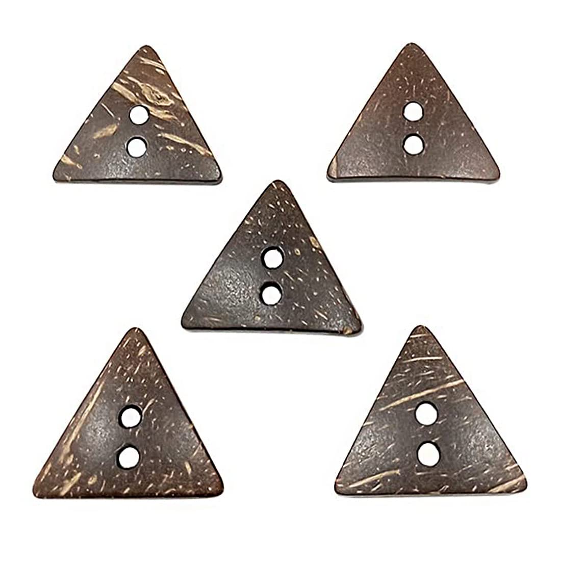 JYC CREATIVE 30 Coconut Wood Triangle & Round Buttons, 38mm, Brown, Perfect for Crafts, Sewing, Decorating, 30 Units