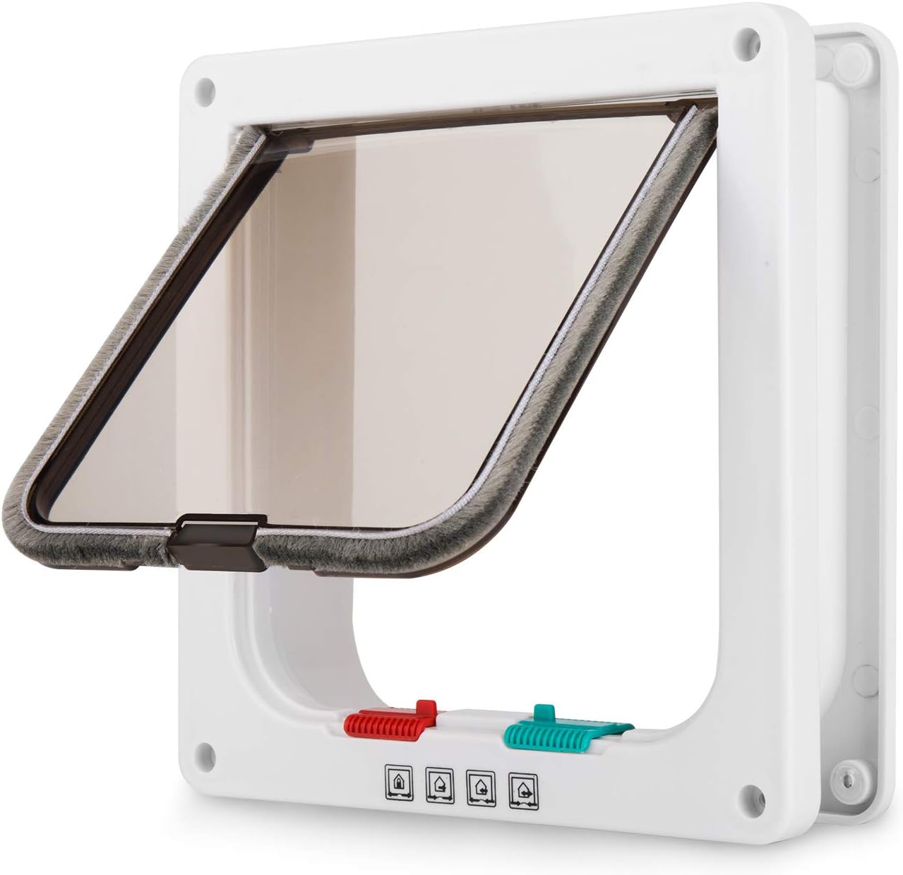 Depets Medium Cat Flap Door with 4 Way Lock (Outer Size 7.5" x 7.8"), Magnetic Pet Door Kit White, Weather-Resistant Cat Door for Cats & Doggy : Pet Supplies