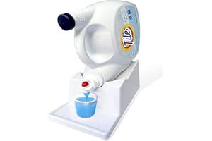 SKYWIN TidyFriend Liquid Laundry Detergent Holder Stand with Strap, Drip Tray & Rubber Feet, Stand for Laundry Room Organization and Storage, Fabric Softener Dispenser Holder for Easy Pouring (White)
