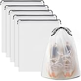 5 Pack Waterproof Travel Drawstring Shoe Bags for Packing, Storage, Travel Essentials for Men and Women, 15.7 x 11.8 inches, Clear