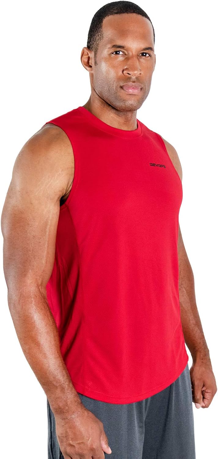 DEVOPS 3 Pack Men's Muscle Shirts Sleeveless Dri Fit Gym Workout Tank Top: Clothing