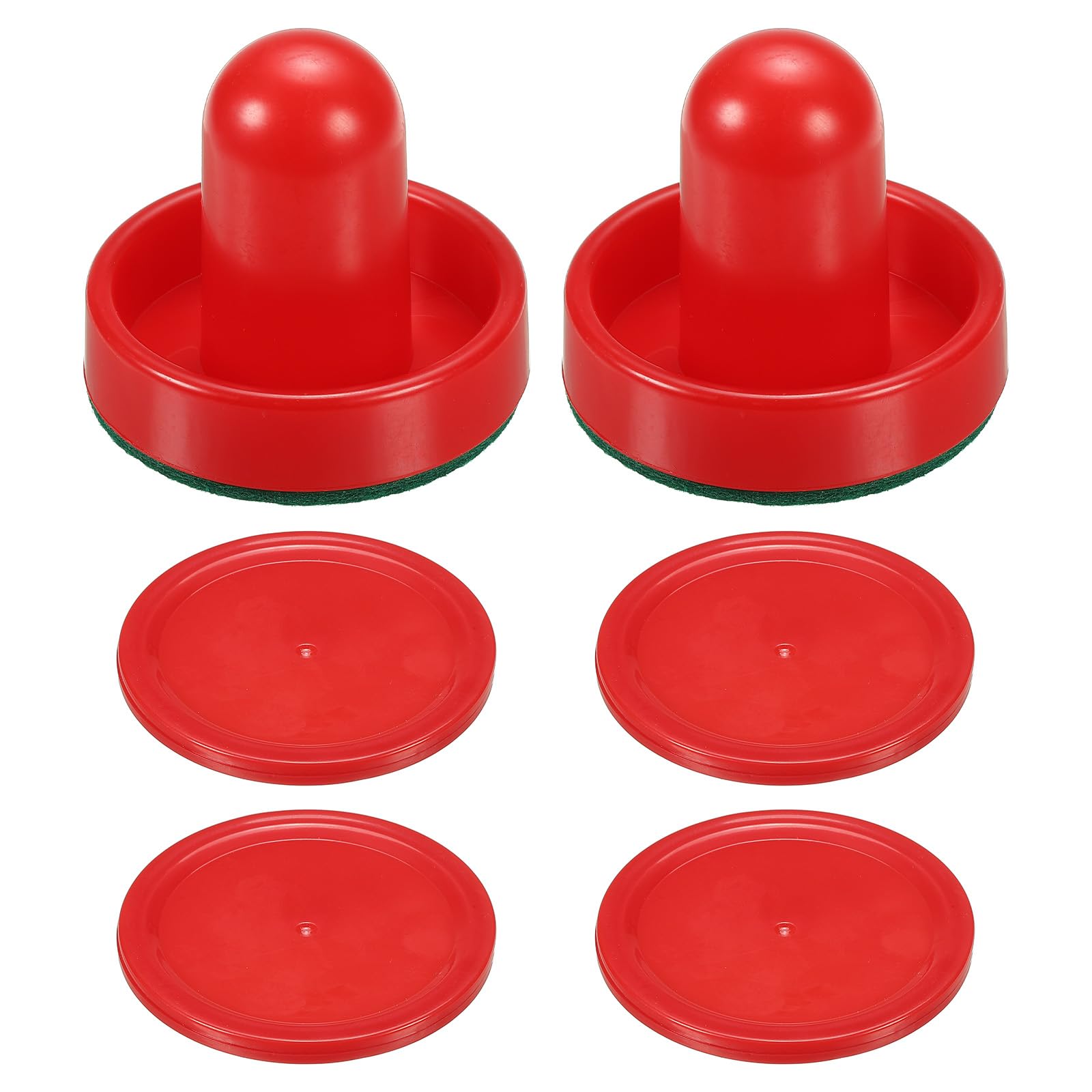 PATIKIL 60mm Air Hockey Pushers and Air Hockey Pucks, Handles Paddles Replacement Accessories for Game Table(2 Pushers with Pads, 4 Pucks)