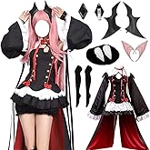 AIUKAKP Krul Tepes Cosplay Costume Outfit Seraph of the End Cosplay Uniform Black backless Dress women Halloween