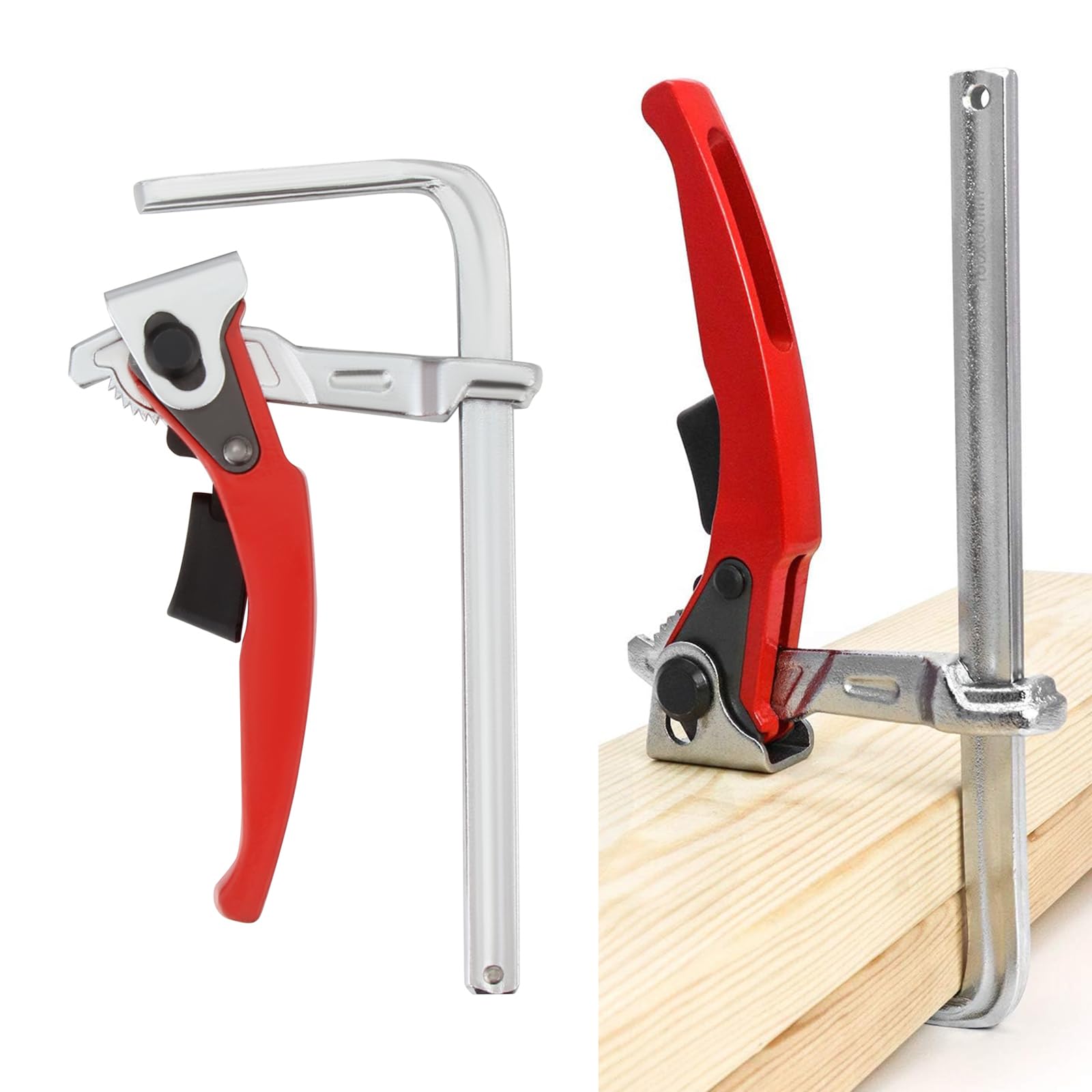 Madlife Garage Lever clamp,Ratchet Table Clamp Quick Release Bar Clamp Steel Clamping F Track Clip for Hole Table and Guide Rail System