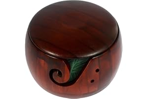 Eummy Yarn Bowl for Crochet, Wooden Knitting Bowls for Yarn with Lid, Wooden Bowl Holder with Holes Pine Crochet Bowls Weavin