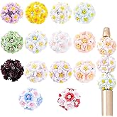PH PandaHall 14 Colors 20mm Flower Clay Beads Candy Spring Color Glitter Spacer Beads for Beadable Pen Decoration Bling Rose Bead Rhinestone Craft Bead for Bracelet Making Chirstmas Gift