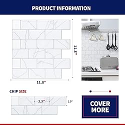 Art3dwallpanels 10-Sheet White Marble Design Peel