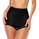 QUASTI Women's High Waisted Underwear Lace Panties for Women Underpants Full Coverage Soft Breathe Briefs Multipack