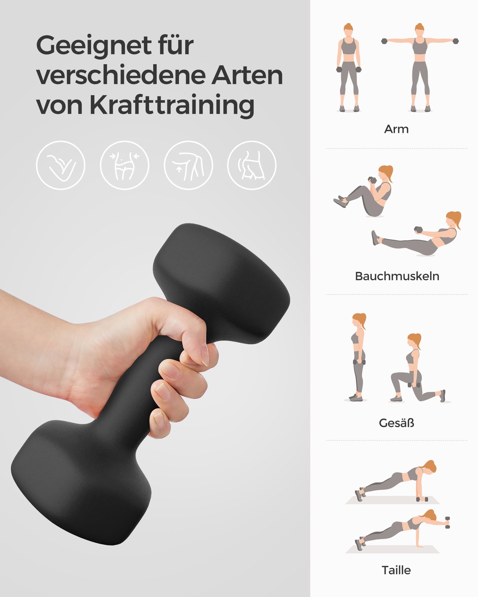 SONGMICS Hanteln, 2 x 5 kg, Hexagon Kurzhanteln, Neopren-Beschichtung 4