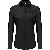 Ruisin Super Soft Wrinkle Free Button Down Shirts for Women Solid Long Sleeve Striped Formal Work Dress Blouses Tops