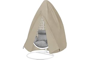 Easy-Going Patio Hanging Egg Chair Cover, UV Resistant Waterproof Outdoor Single Seat Swing Chair Cover with Zipper, Camel
