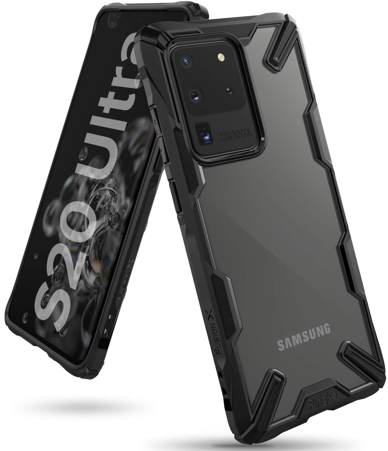 Ringke Fusion-X Compatible with Galaxy S20 Ultra Case 5G (2020), Clear Back Heavy Duty Shockproof TPU Rugged Bumper Phone Cover - Black