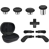 Metal Replacement Thumbsticks for Xbox Elite Controller Series 2 Core, Component Pack Includes 4 Swap Magnetic Joysticks, 4 Paddles, 1 Standard D-Pads, Accessories Parts for Xbox One Elite 2(Black)
