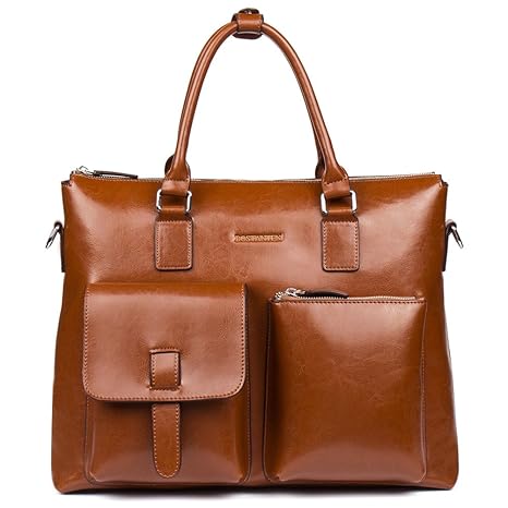 BOSTANTEN Herren/Frauen Leder Aktentasche Laptoptasche Businesstasche Umhängetasche Vintage Groß Braun