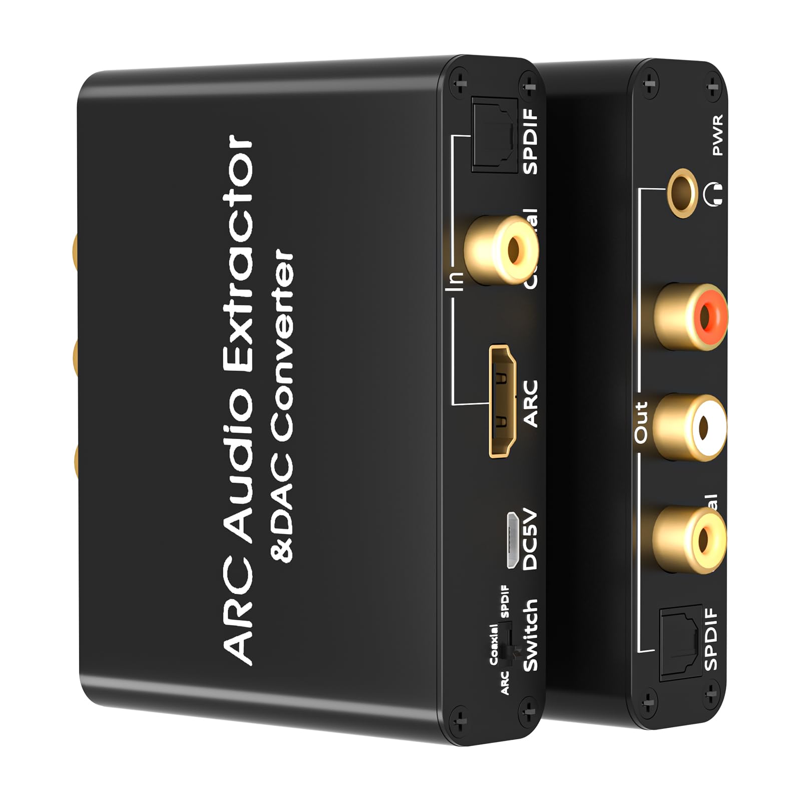 Photo 1 of HDMI ARC Audio Extractor 192KHz Digital to Analog Audio Converter HDMI ARC Input SPDIF Optical to 3.5mm RCA Converter Optical Coaxial Stereo Adapter with 3 Mode Switch