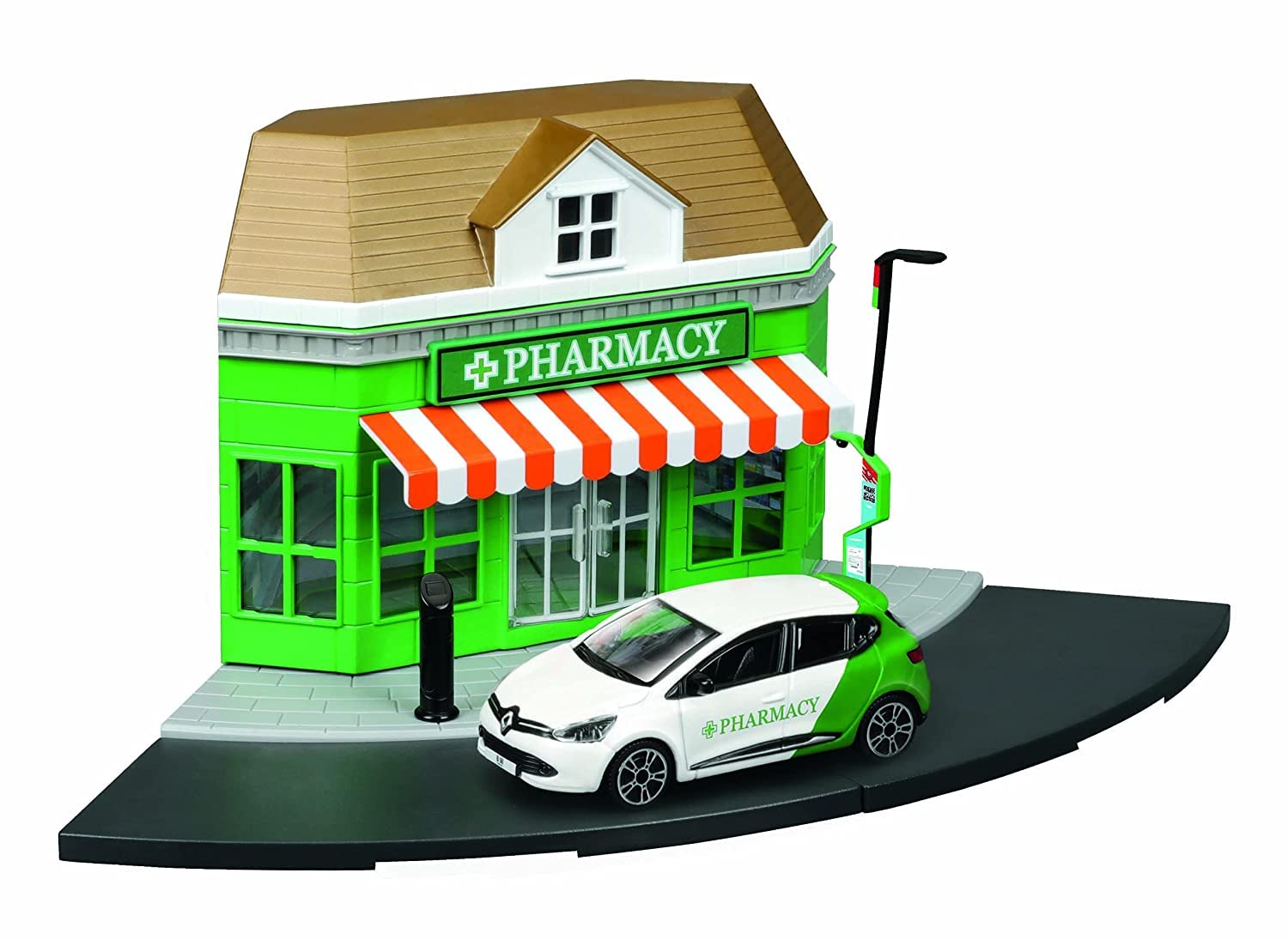 Bburago STREET FIRE CITY PHARMACY Playset with Renault Clio Die-Cast Car - 1:43 Scale