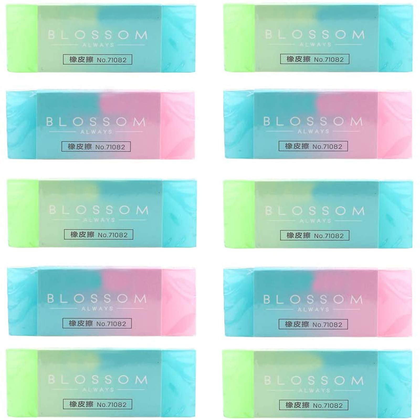 Etern 10PCS Soft Rubber Eraser, Soft Durable Cute Jelly Colored Erasers, Gradient Jelly Color Eraser, Suitable for Drawing, Painting, Artwork, for Office, Art Study