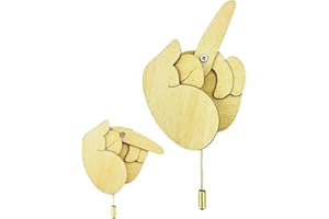 CHENMEIYOUPIN Funny Wooden Finger Middle Brooch Pin Cool Finger Gifts For Men Women Boys Funny Pins Interactive Mood Expressing Pin, White Elephant Gift For Clothes Bag