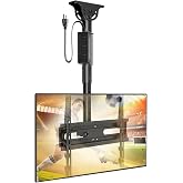 AX WABER Ceiling TV Mount with Power Outlet for 27-65 inch Flat Screen Displays, Max VESA 400x400mm, Hang Adjustable Ceiling TV Bracket Fits Most LCD LED TVs, Pole Ceiling Mount Holds up to 110lbs
