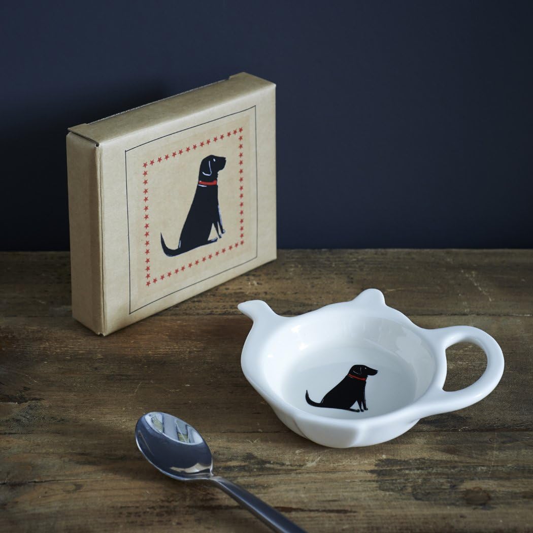 Sweet William Teabag Dish, Teapot Shape, Labrador, White, Width: 13cm Height: 10cm Depth: 2.5cm