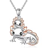 YFN Axolotl Necklace Sterling Silver Mama Axolotl Pendant Necklace Salamander Jewelry Cute Salamander Gifts for Women