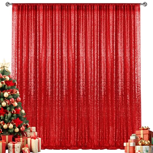 10× Red Sequin Backdrop Curtain