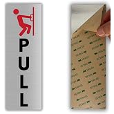 LEYKAI | Pull Sign - 3x9 Inch - Aluminum - Pull This Side Outward Opening | Pull Toward You Decal, Outswing Travel Direction Placard, Front Facing Pull Access Marker, Exterior Entrance Nameplate