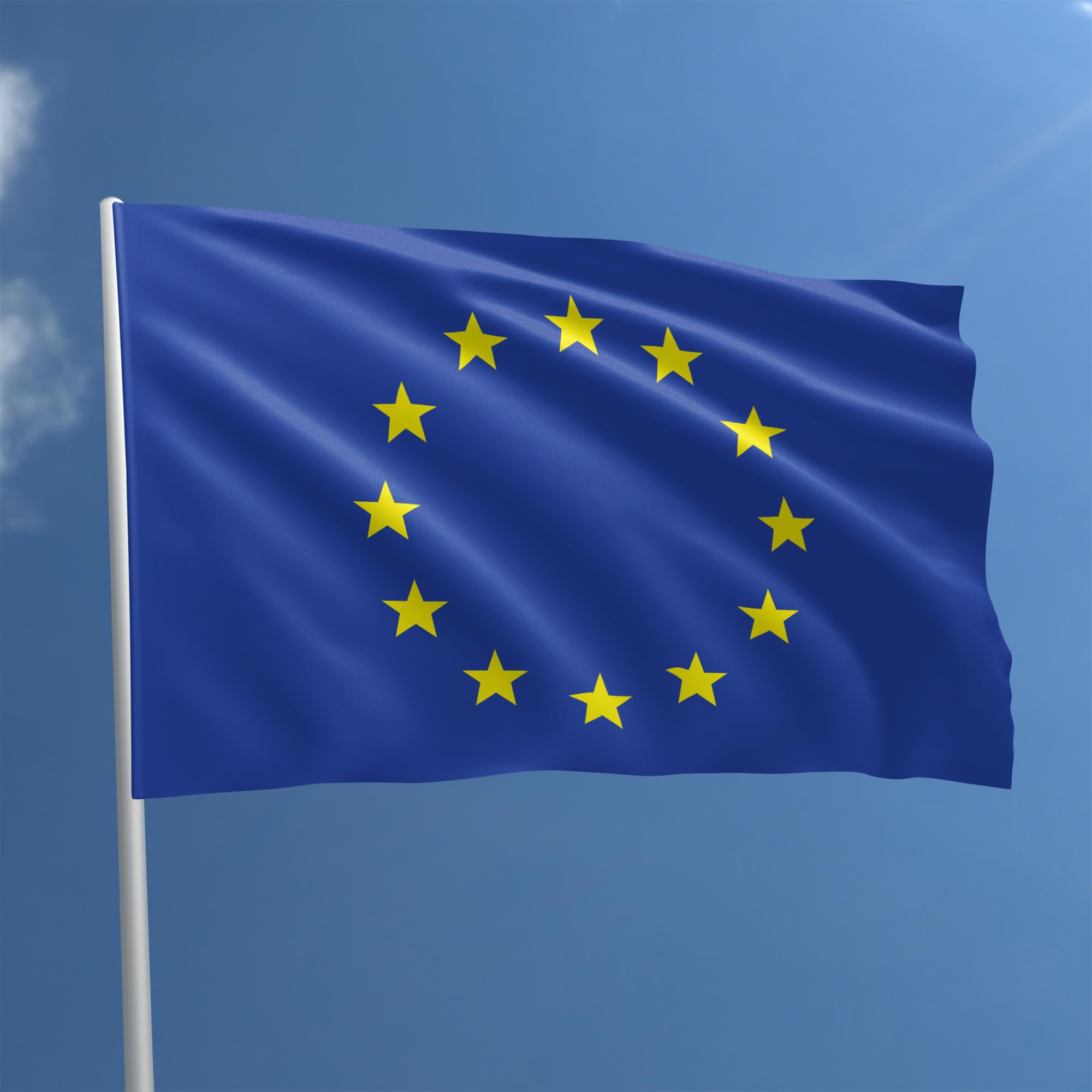European Union Flag 90 x 150 cm - Europe Polyester with Rod Loop Weather Resistant Bright Colour - Indoor and Outdoor Use
