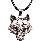 HAQUIL Wolf Necklace, Viking Wolf Head Pendant, Animal Totem Jewelry Gift for Men and Women