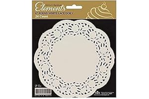 KINGZAK Premium White Lace Paper Round Table Doily - 6", 24 Pieces - Perfect Table Decor for Elegant Events and Home Decor