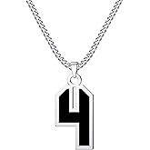CaJoYo Black Number 4 Necklace for Women Athletes Jersey Number Necklace Sports Basketball Baseball Football Soccer Charm Pendant Inspiration Jewelry Stainless Steel