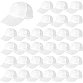 32 Pcs Blank White Baseball Caps, Baseball Hats Bulk Adjustable Youth Hats for Adults, Plain Headwear for DIY Customization, Ideal for Large Groups, Sports Teams, School Activities