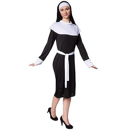 TecTake dressforfun Damenkostüm Nonne Nonnenkostüm Schwester | Jersey-Elastik | inkl. Kopfbedeckung und Bindegürtel (XL | Nr.