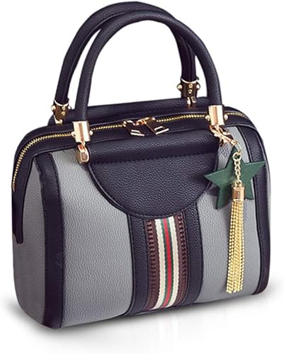 Amazon Nicole Doris 人気 レディース ハンドバッグ 小さめ レディース ミニ鞄 斜め掛け レディース ショルダーバッグ シンプル エレガント 素雅 デート お見合い カジュアル 誕生日 記念日 プレゼント Puレザー グレー ハンドバッグ