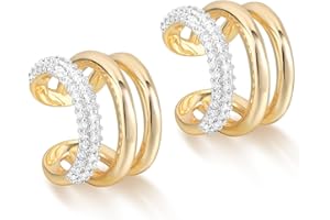 MYEARS Women Ear Cuff Earrings Gold Non Pierced Cartilage Clip on Open Wrap Hoop 14K Gold Plated Simple Hypoallergenic Everyday Jewelry