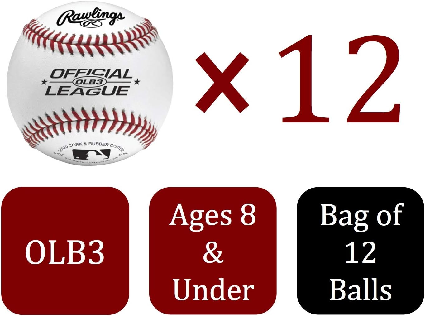 Rawlings OLB3BAG12 Official League Recreational Use Baseballs, Bag of 12 : Official Mlb Baseballs In A Bucket : Sports & Outdoors