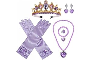 YOSBABE Girls Costume Accessories Princess Rapunzel Dress up Accessories for Girls Rapunzel Crown Necklace Bracelet Gloves Ring Earrings Halloween Christmas Party Favors for Kids