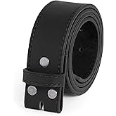 BC Belts Leather Belt Strap with Vintage Distressed Texture 1.5" Wide with Snaps and without Buckle