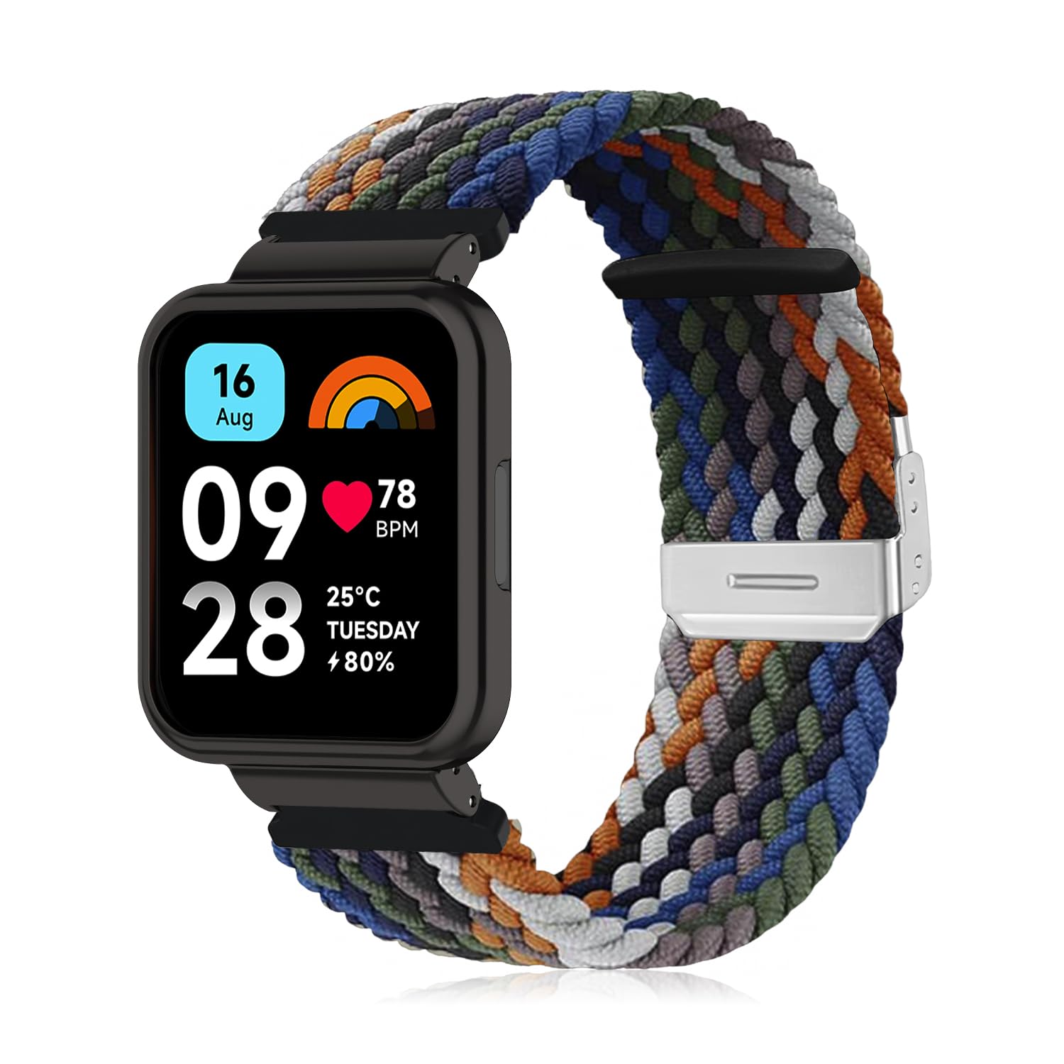 Niboow Strap Compatible with Xiaomi Redmi Watch 3 Active, Women Men Children Elastic Nylon Breathable Braided Watch Bands for Xiaomi Redmi Watch 3 Active (Cowboy Colorful)