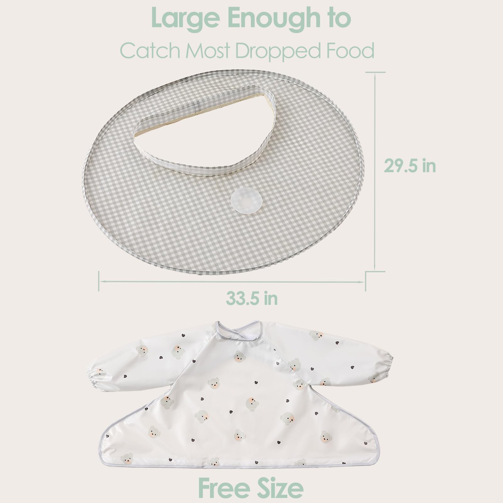MITCHENIFY Food Catcher Fit for Stokke Tripp Trapp High Chair, Waterproof Long Sleeve Eating Bib, Baby Feeding Essentials, Accessories for Highchair