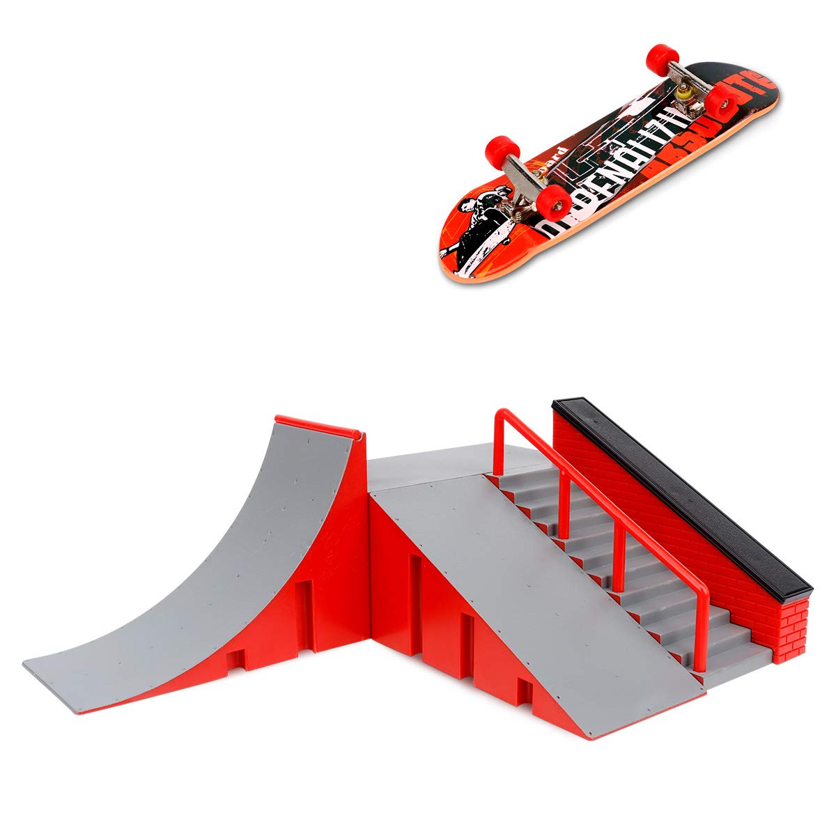 MOMSIV Mini Finger Skateboard and DIY Ramp Accessories Set, Skate Park Deck Truck Board Ramp Kit Fingertip Movement Party Sports Game Toy for Kids and Children (C)