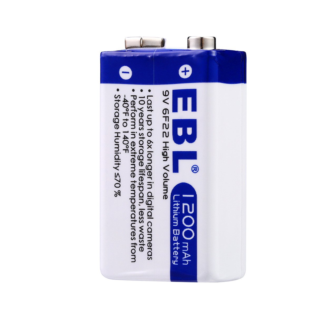 EBL 9V Block 1200mAh Lithium Batterie 6xLonglife 2 Stück