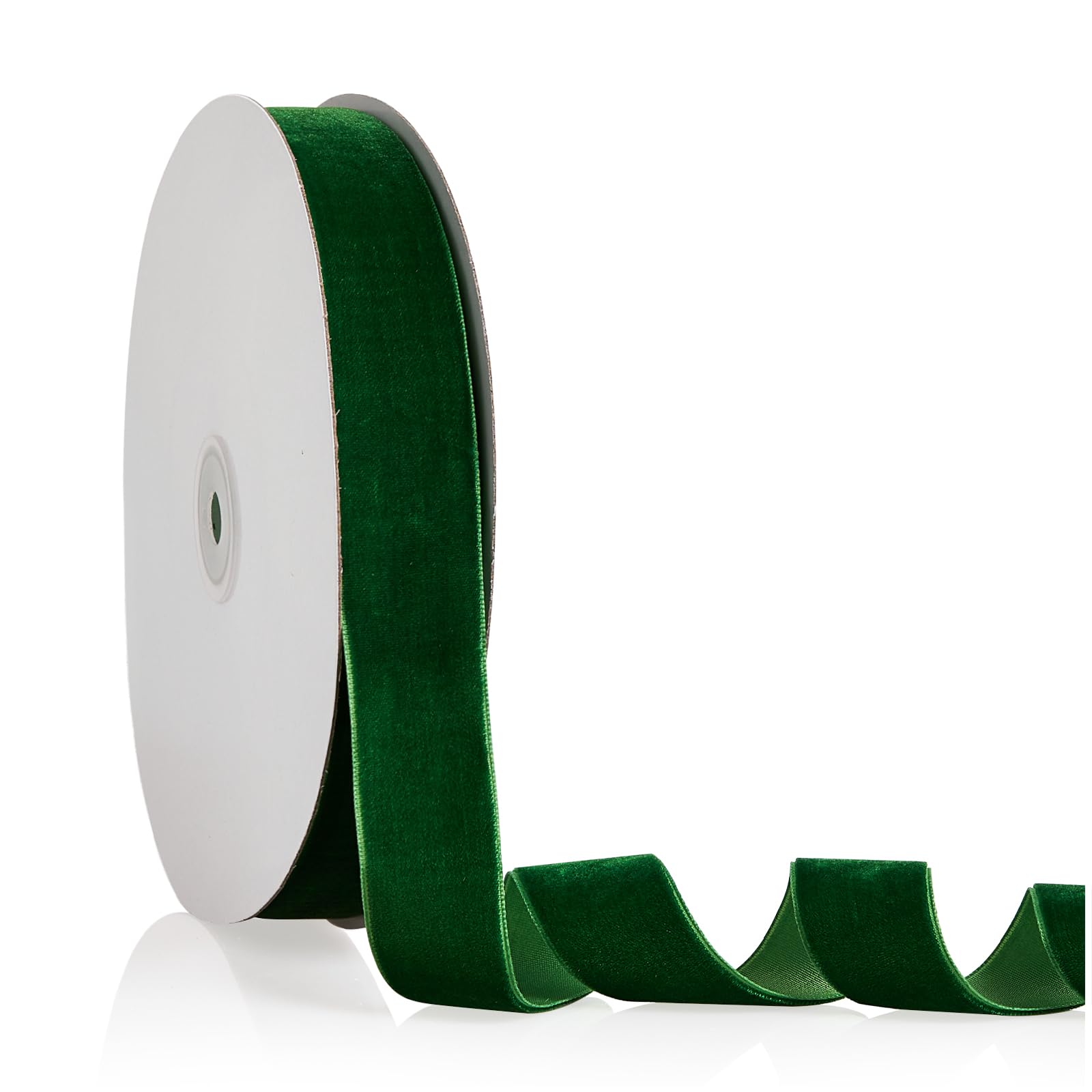 Photo 1 of 1" X 20 Yards Emerald Green Velvet Ribbon for Christmas Tree Wreath Decoration Handmade Crafts Ornaments Gift Wrapping & Bow Making