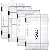 Gonex Fishing Tackle Boxes, 3600 3700 Tackle Trays with Adjustable Dividers, Clear Plastic Tackle Box Organizer Storage for Fishing Lure Bait Hook Jewelry Craft Beads Earring Container, 3 or 4 Packs