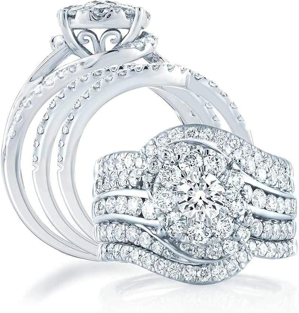 14k White Gold 2.44ct Diamond Bridal Ring Set Exclusive